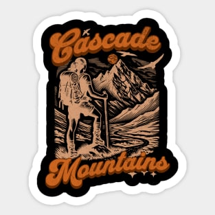 Cascade Mountains Graphic, North Cascades Hiking, Camping Lover Gift, Vacation Holiday Forest for him her woman Sticker